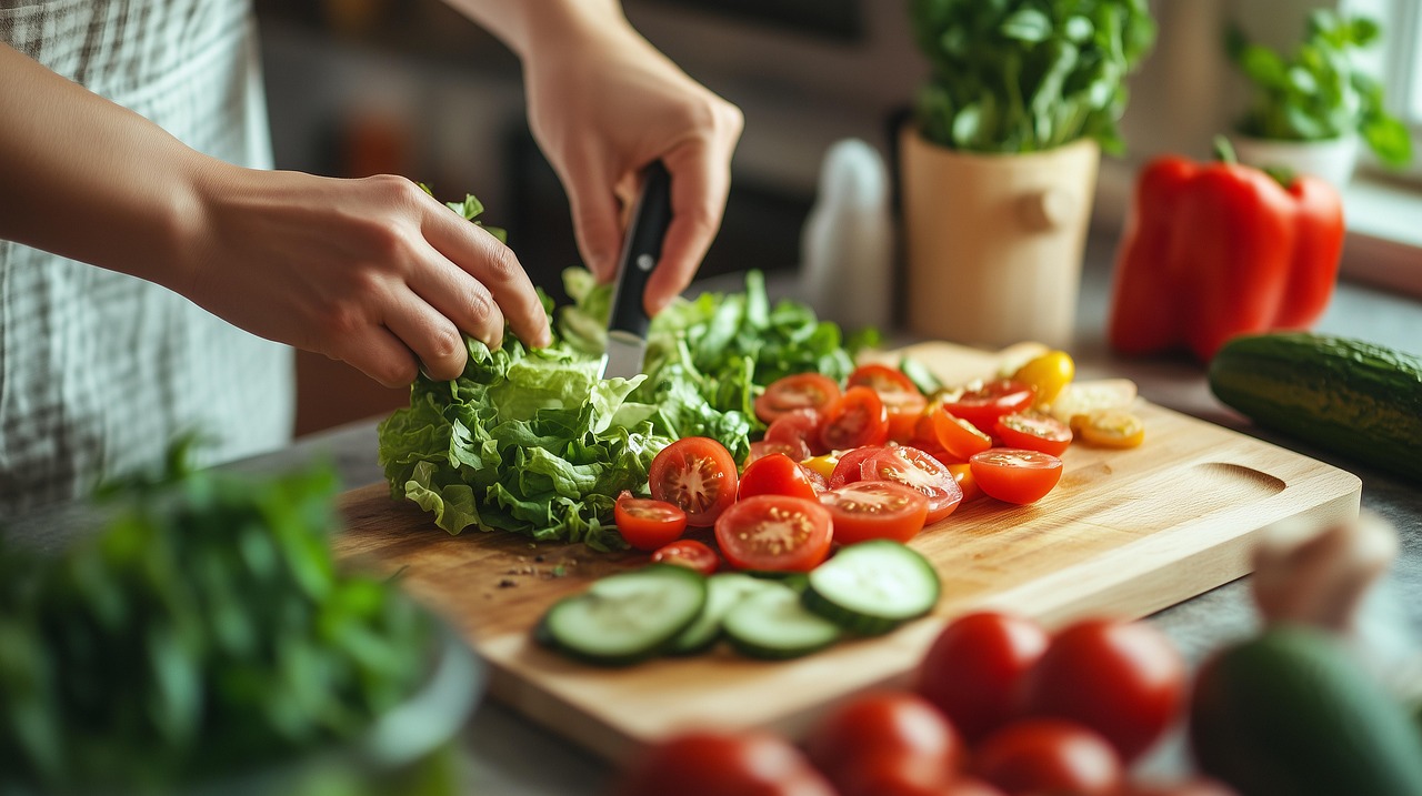 vegetables, cooking, kitchen, food preparation, fresh, healthy, salad, ingredients, chopping, meal, diet, vegetarian, nutrition, cooking process, home cooking