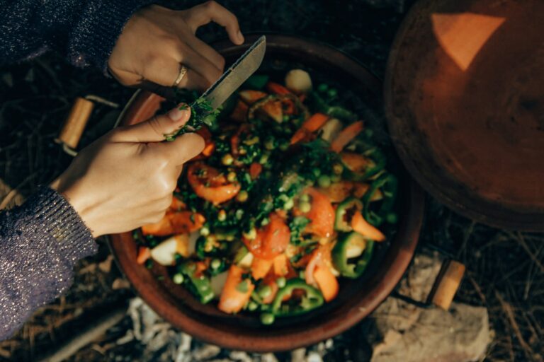 Cooking with fresh herbs and vegetables